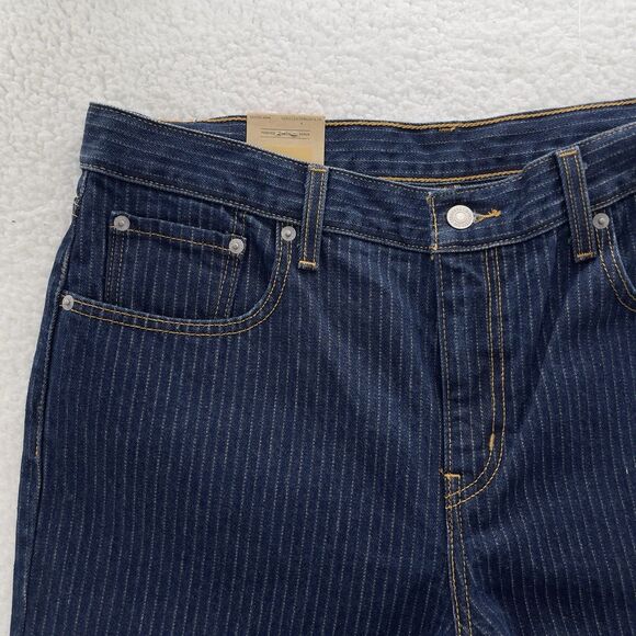 Levi's Low Pro Jeans Women's 32x30 Blue Pinstriped Straight Leg Mid Rise Relaxed - Picture 2 of 11